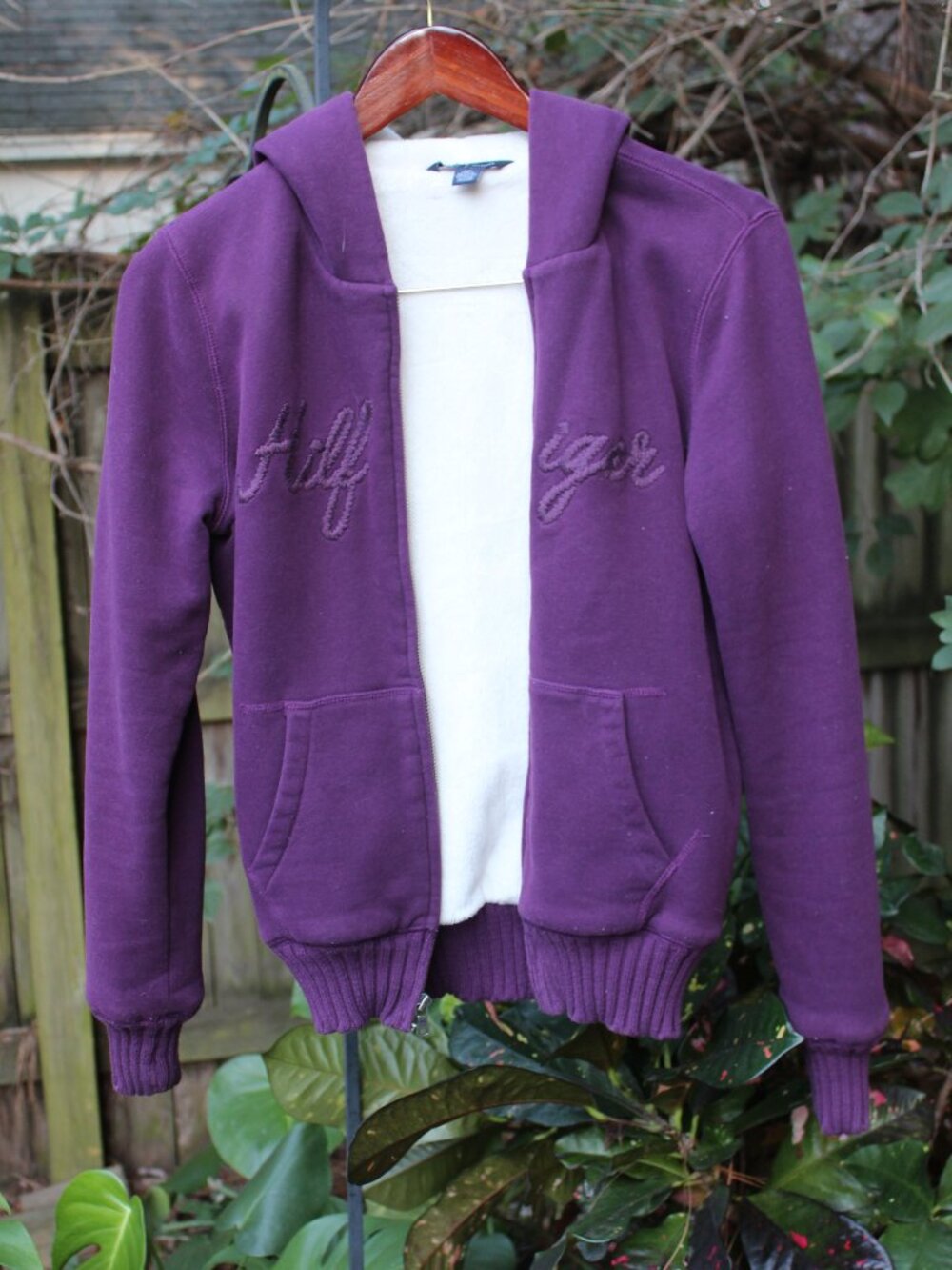 Tommy Hilfiger Sherpa-Lined Full Zip Hoodie | Purple | Size Small